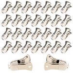 30 PCS Wide Metal Mini Clamps Alligator Clips Wide Metal Spring Clamps Non-Slip Metal Badge Clips Silver Small Clamps for Crafts Wire Photo Curtain Crafts 20x8mm