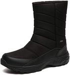 SILENTCARE Mens Winter Mid-Calf Snow Boot Fur Warm Waterproof Slip On Outdoor Athletic