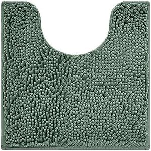 Fudaiki Toilet Base Mat U-Shaped Contour Toilet Rug Bathroom Rugs Extra Thick Non Slip Bath Mat for Bath Room Floor Restroom U 19"x15" Deep Green
