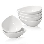 Livfodrm Large Dipping Sauce Bowls Set of 6, 8oz Porcelain Samll Salad Bowl and Servers Bowls, Water Drop Shape Smoothie Bowl Side Dishes for Dessert/Ice Cream/Snacks/Soup/Fruits/Cereal