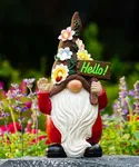 Qeeman Gnome Solar Statues for Garden Decor - Outdoor Decorations Art Figurine for Patio Balcony Yard Lawn