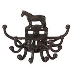 Cast Iron Decorative Wall Hooks, Wall Mounted Hanger with 6 Hooks, Vintage Horse Free Spinning Wall Hanging Coat Hook, Rustic Farmhouse Heavy Duty Hooks for Keys Towels Purses Jewelry Belts