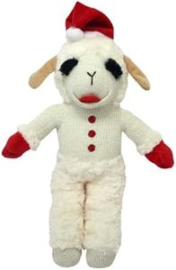 Multipet Lamb Chop Dog Plush Toy w/Santa Hat - Dog Toy for All Dogs - Extra Soft Plush Dog Toy - Stuffed Animal Dog Toy for Cuddling & Playing - Cute Pet Toy (10.5”, Cream)