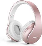 Bluetooth Headphones,TUINYO Wireless Headphones Over Ear with Microphone, Foldable & Lightweight Stereo Wireless Headset for Travel Work TV PC Cellphone-Rose Gold