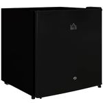 HOMCOM 46 Litre Table Top Mini Fridge with Lock, Small Fridge with Ice Box, Reversible Door, Adjustable Temperature and Legs for Bedroom, Home, Office, Black