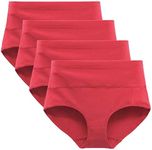 LIQQY Women's Underwear Cotton Briefs Breathable High Waist Panty Full Coverage Undies Multipack (Red, XX-Large)