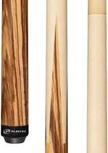 Players 58" 2-Piece Zebrawood and Birds-Eye Maple Sneaky Pete Billiard Pool Cue Stick, Natural, 18oz