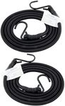 HELIDA Bungee Cords with Hooks, 3/8 Inch Thick Round Bungee Cord Heavy Duty Strong Hooks for Bike Rack, Cart, Trunk, Camping (60 inches 2 pcs, Black)