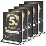 VAIIGO A5 Acrylic Sign Holder 5Pack Poster Menu Holders for Table, Double Sided Perspex Display Stand for Wedding, Restaurant, Bar, Hotel, Office, Store Sign Holder, Black