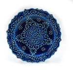 Turkceramics by Omkar International Turkish Handmade Ceramic Plate for Serving, Wall Hanging (Multicolor, 13X13X2.5cm)