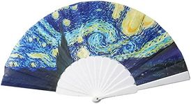 Salutto Hand Fan with Famous Painting Van Gogh & Gustav Klimt & Monet Painted Beautiful Fabric 5