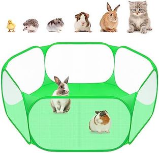 Small Animals C&C Cage Tent, Breathable & Transparent Pet Playpen Pop Open Outdoor/Indoor Exercise Fence, Portable Yard Fence for Guinea Pig, Rabbits, Hamster, Chinchillas and Hedgehogs