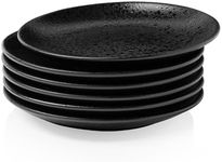 Kanwone Ceramic Dessert Plates Set of 6, Small Salad Plates 6 Inch Appetizer Plates for Kitchen, Mini Dinner Plates for Cake Snacks Side Dish, Microwave, Oven and Dishwasher Safe, Black Glazed