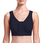 MARENA Women’s Flexfit Shirred Front Bra - Breast Augmentation Bra Post Surgery, Black, 50B/C