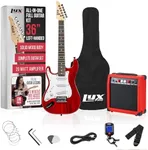 LyxPro Left Hand 36 Inch Electric Guitar and Kit for Lefty Kids with 3/4 Size Beginner’s Guitar, Amp, Six Strings, Two Picks, Shoulder Strap, Digital Clip On Tuner, Cable and Soft Case Gig Bag - Red
