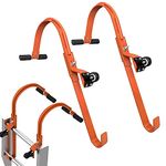 2PCS Roof Ladder Hook kit,Extension Ladder Accessories Stabilizer,500 lbs Steel Ladder Stabiliser Ladder Roof Hook with Wheels,Rubber Grip T-Bar for Damage Prevention, Roof Ridge Extension