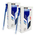 WIN Triam TR Ball Pens | 40 Blue Ink Pens | Use and Throw Pens | For One Time Use | Lightweight Body Design | Ideal for School, Office & Business Stationary | Budget Friendly Stick Ball Point Pens