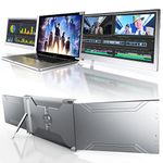 L LIMINK S19 B Portable Triple Monitor, 14" FHD HDR IPS Screen Extender for 15-17" Laptop, Tri Screen Monitor Workstation, Plug&Play, Compatible with MacOS/Wins, USB/HDMI, Silver