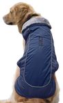 KUTKUT Large Dog Winter Warm Reflective Jacket, Waterproof Dog Turtleneck Clothes For Cold Weather,Thicken Fleece Lining Pet Outfit, Winter Apparel For Dogs (2Xl Adjustable Chest: 72Cm - 78Cm)Blue