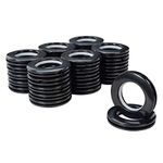 WCIC 32PCS Curtain Grommets Rings 1-9/16"(40mm) Plastic Eyelet Rings Clips DIY Nanoscale Low Noise Roman Ring for Window Curtain Rod Black