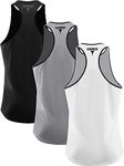 Cadmus Men's 3 Pack Athletic Tank Tops Lightweight UPF 50+ Sun Protection SPF Sleeveless Shirts,0097,Black,Grey,White,M