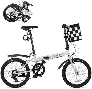 20 Inch Folding Bike for Adults, 7 Speed Foldable Bike with Basket, Lightweight Folding Bicycle with Adjustable Seat & Front and Rear V-Brakes (Silver)