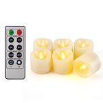 CANDLE IDEA 6 PCS 200 Hrs Remote Control Flameless Tea Lights, Battery Operated Led Flickering Votive Candles, Electric Outdoor Tealight Timer Candle for Thanksgiving Decorations (Batteries Included)