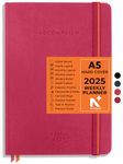 NEORAH - A5 2025 DATED WEEKLY PLANNER - Accomplish - Includes Yearly | Monthly | Weekly + Notes Layout with 12 Month Budget Tracker | Habit Tracker Wheel | Gratitude Journal | Track Goals - Accomplishments | Things to Do | Passion | Password Log | Track Birthday Anniversary | Extra Notes | 2025 Productivity Planner Diary with Dates - Planner for Work & Study (Size 21.0 x 14.8cm) | Dated Weekly Planner-HARDCOVER | (Pink) [STICKERS SOLD SEPERATELY]