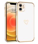 BENTOBEN iPhone 12 Case, iPhone 12 Phone Case, Cute Heart Pattern Slim Fit Soft Flexible Shockproof TPU Bumper Protective Women Girls Boys Men Non-Slip Lightweight Cover for iPhone 12 6.1 Inch, White