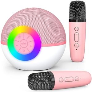 Mgaolo Mini Karaoke Machine for Kids Adults,Portable Bluetooth Speaker with 2 Wireless Microphones,Gift Toys with MP3 Player for Boys Girls 3-12 Year Old Birthday Family Home Party Present (Pink)