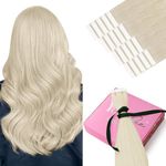 YoungSee Blonde Tape in Hair Extensions 24 Inch, Blonde Human Hair Tape in Extensions, for Long Straight Hair Tapes, Platinum Blonde, 20pcs 50g