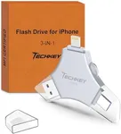 MFi Certified USB 3.0 Flash Drive 128GB for iPhone, 3in1 External Memory Photo Keeper Storage Stick for Picture/Video/Data Saver/Backup, High Speed Thumb/Jump/Hard Drives for iPhone/iPad/Android/PC