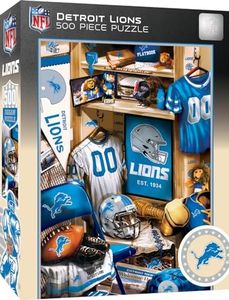 MasterPieces Game Day 500 Piece Jigsaw Puzzle for Adults - NFL Detroit Lions Locker Room - 15"x21"