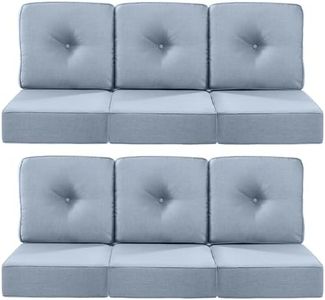 ACTREST Luxury 22x24/22x25 6-Inch Outdoor Deep Seat Cushions Set of 6 - Comfortable Patio Zipper Chair Cushion for Wicker Wicker Rocking Swivel Chairs Loveseat Couch Sectional Sofa - Baby Blue