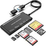 Rocketek 7 in 2 XD Picture Card Reader, XD Card Reader/Micro SD Card Reader for SD/SDXC/SDHC/CF/CFI/TF/Micro SD/Micro SDXC/Micro SDHC/MS Cards,Memory Card Reader for Windows/Mac/Linux/Android