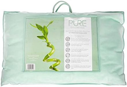 HOMESCAPES Luxury Organic Bamboo Pillow for Back Sleepers – 50 x 75 cm – Hypoallergenic Pillow Soft Support – Temperature Regulating with Extra Soft Breathable Percale Casing