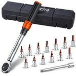 Preciva Torque Wrench Set, 1/4'' Drive 5-25Nm Click Bicycle Torque Wrench Set, Cycling Bike Maintenance Socket Tool Set for Road and Mountain Bike with Allen, Extension Bar and Storage Box