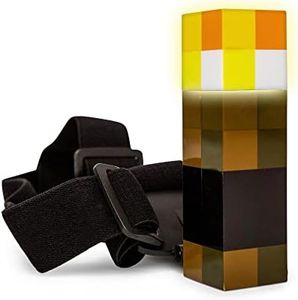 Minecraft Brownstone Torch Headlamp Light With Adjustable Headband | Battery-Powered Head Flashlight