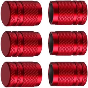 Tire Valve Stem Caps - (6 pcs), Tire Caps, Tire Valve Caps,Metal Valve Stem Caps, Valve Stem Cap,Universal Fit for Car/Motorcycles/Bikes/Trucks, Anti-Corrosion (Red)