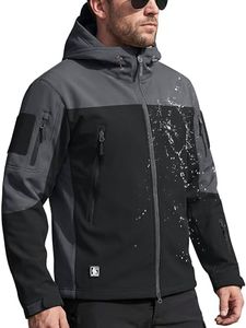 FREE SOLDIER Men's Outdoor Waterproof Soft Shell Hooded Military Tactical Jacket (BlackGray/M)