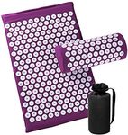 Acupressure Mat and Pillow Set for Back/Neck Pain Relief and Muscle Relaxation (Purple)