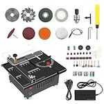 Weytoll 100W Multi-Functional Table Saw Mini Desktop Electric Saw Cutter Speed & Angle Adjustable 16MM Cutting Depth with Blade Flexible Shaft and More Accessories for Wood Plastic Acrylic Cutting