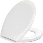 Toilet Seat, Soft Close Toilet Seats White with Quick Release for Easy Clean, Top Fixing, Stay Tight Toilet Lid Oval Shape, Heavy Duty Urea-Formaldehyde Anti-Bacterial Material with Stainless Hinges