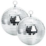 Suwimut 2 Pack Mirror Disco Ball, 18 cm / 7 Inch Cool and Fun Large Silver Hanging Disco Ball with Hanging Ring, Reflects Light, Home Bands Decorations, Party, Wedding, Birthday, New Year Decorations