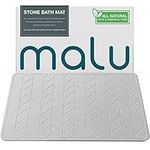 malu Diatomaceous Earth Bath Mat - Fast-Drying Water-Absorbent Stone Bath Mat - Wide 15.4 X 23.6 inches Non-Slip Stone Mats for Bathroom Shower Floor - Diatomite Bath Mat with Herringbone Design