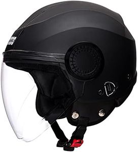 Studds Urban Black with Black Strip Open Face Helmet (L)