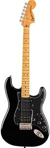 Squier Classic Vibe 70s Stratocaster Electric Guitar, with 2-Year Warranty, Black, Maple Fingerboard