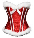 bslingerie® Sexy Christmas Mrs. Claus Costume Bustier Corset Top, Red Sequin, Large