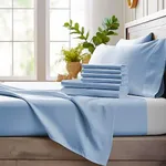 Bamboo Bay 6 Piece California King Sheet Sets - 100% Viscose Made from Bamboo Sheets Set - Ultra Soft Cooling Sheets for Hot Sleepers - Cal King Sheet Set Fits Up to 16" Deep Pocket - Light Blue