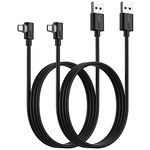 SUNGUY [2-Pack] 1M/3 ft Right Angle Micro USB 2.0 Charging & Data Sync Cable for Samsung/HTC/Sony and Other Android Devices with Micro Connector (Black)